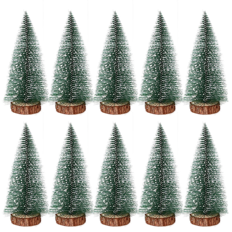 Snow Covered Mini Christmas Tree Decor DIY Pine Ornaments Festive Miniature Evergreen Trees For Hom 0