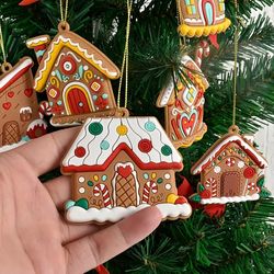 gingerbread house pendants, christmas tree hanging ornament, noel navidad, home decoration, new year gift