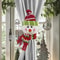 Christmas Curtain Clips Santa Snowman Retro Plaid Hooks Hanging Decorations Windows Doors Festival 2