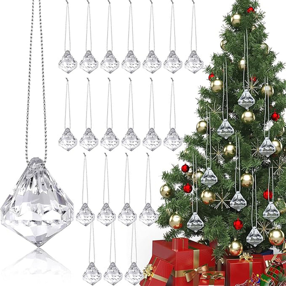 Christmas Wedding Acrylic Transparent Diamond Christmas Tree Pendant Home Decoration New Year Party 0