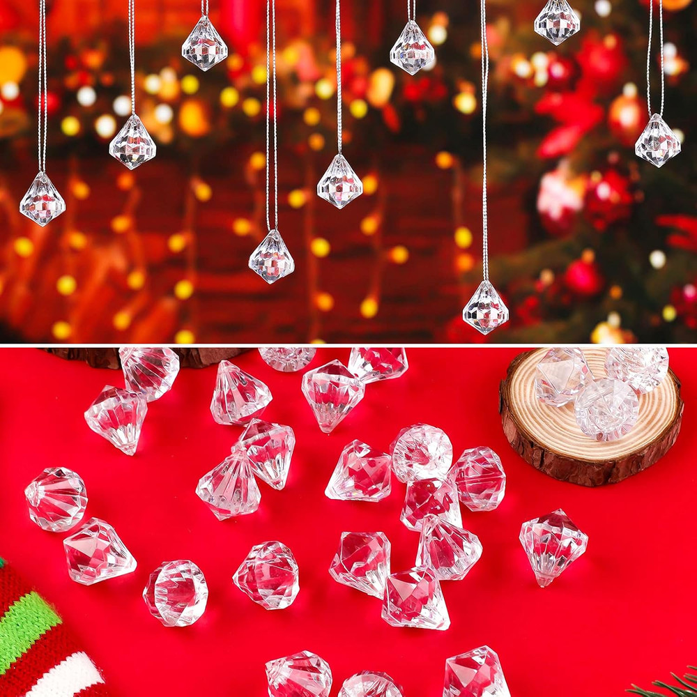 Christmas Wedding Acrylic Transparent Diamond Christmas Tree Pendant Home Decoration New Year Party 4