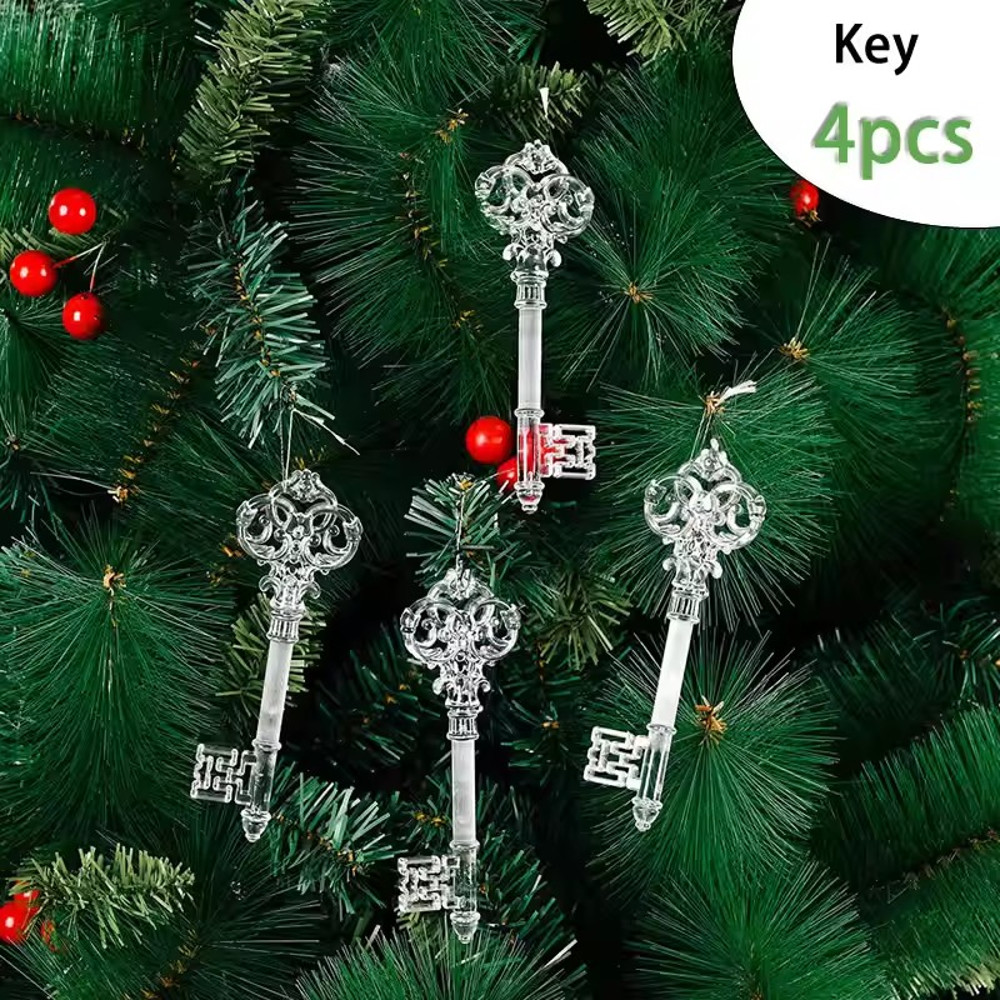 Acrylic Christmas, Transparent Deer Key, Snowflake Christmas, Tree Hang Pendant, Festival Ornament, Home Party Decor
