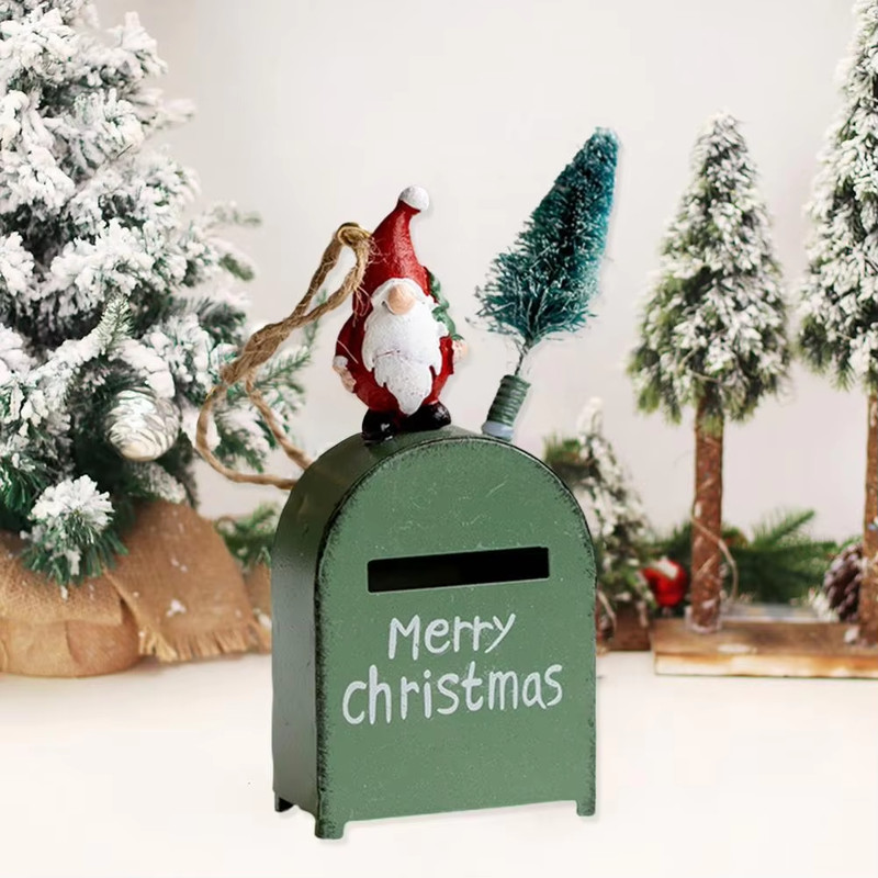 Santa Claus Exquisite Cartoon Iron Mail Box, Christmas Tree Decoration Pendant, House Pendant Decoration Christmas House