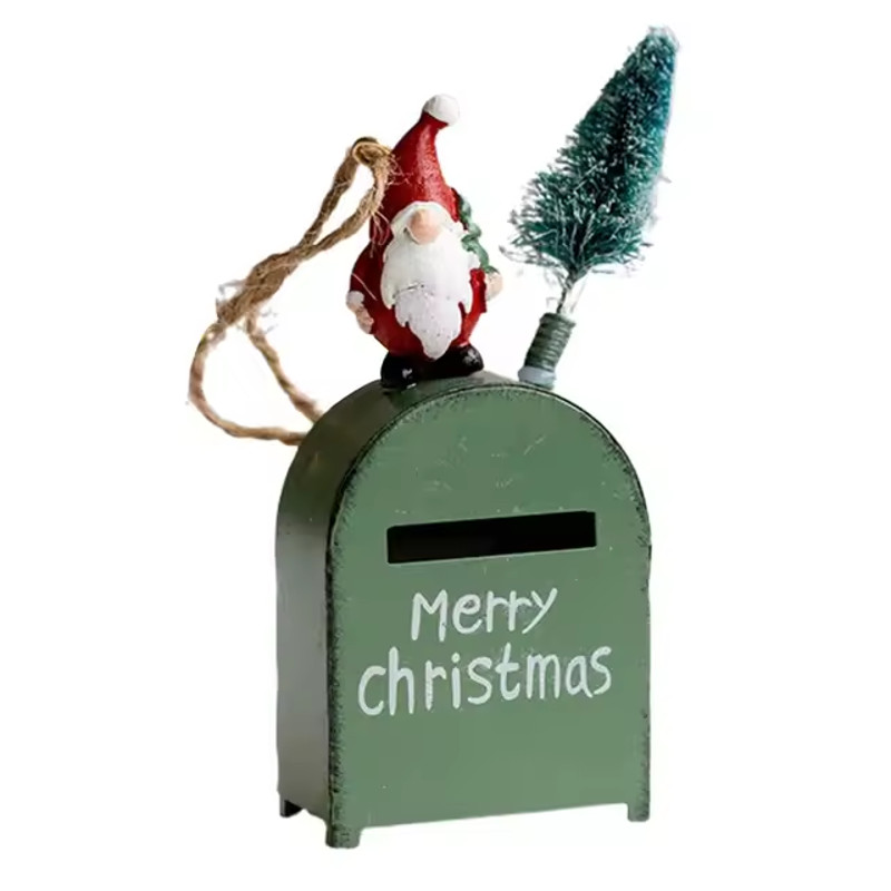 Santa Claus Exquisite Cartoon Iron Mail Box, Christmas Tree Decoration Pendant, House Pendant Decoration Christmas House