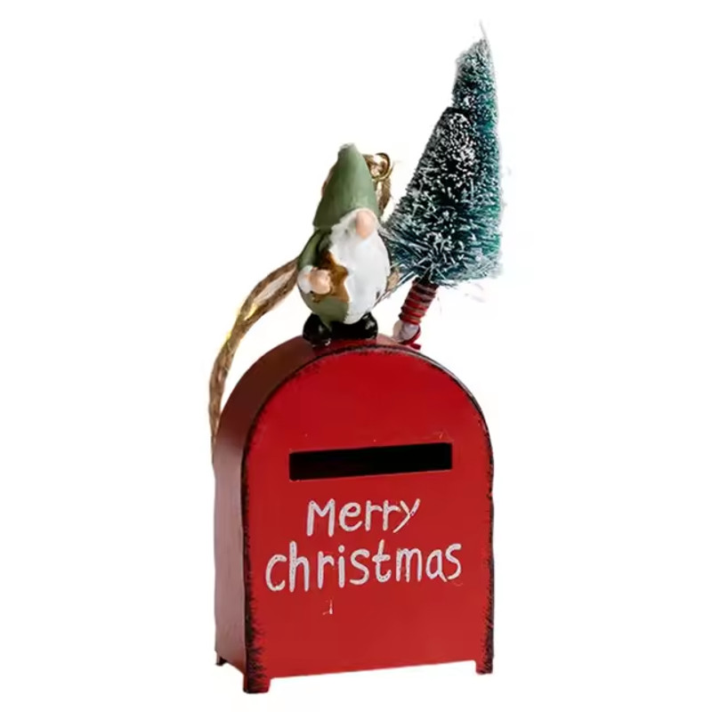 Santa Claus Exquisite Cartoon Iron Mail Box, Christmas Tree Decoration Pendant, House Pendant Decoration Christmas House