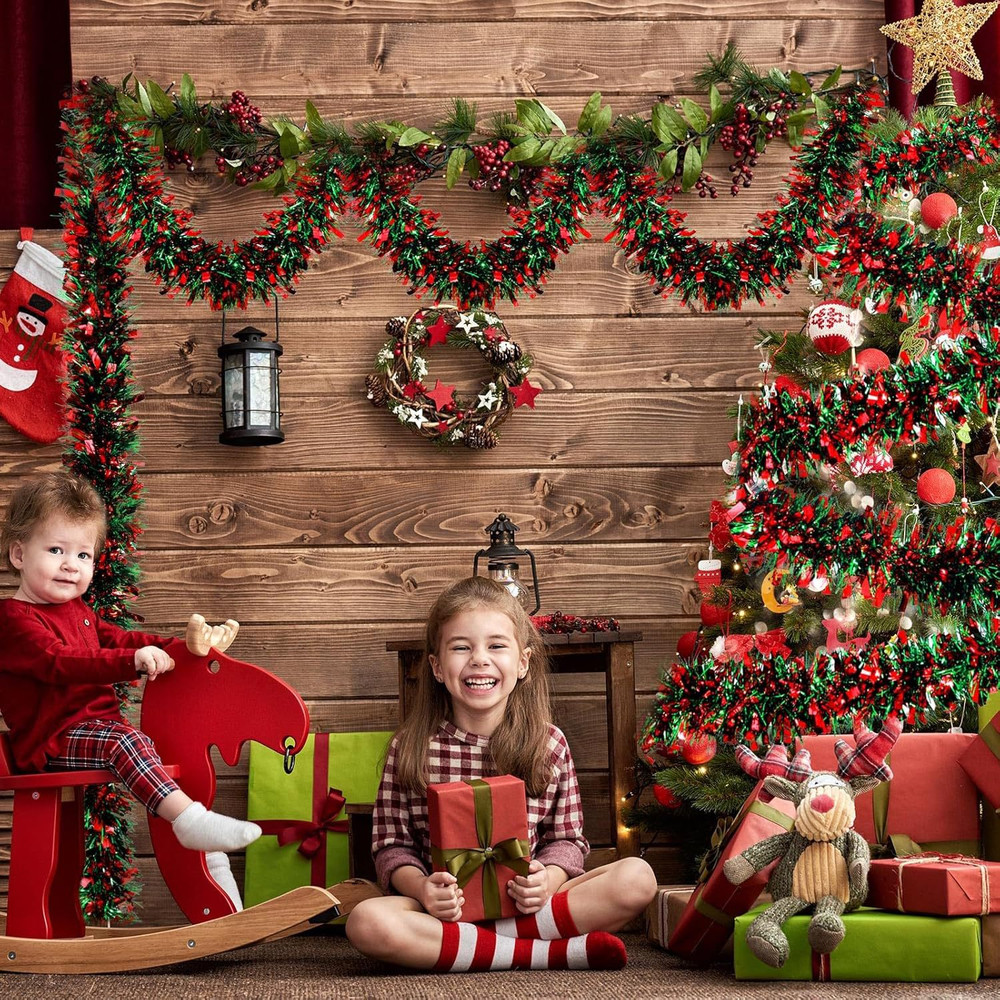 Colorful Ribbon Garland Ornaments, Christmas Decoration Strips for Tree, Bar, Wedding Party Decoration Supplies