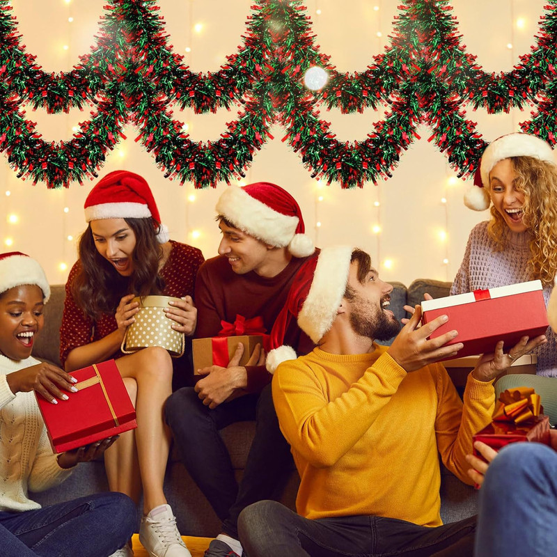 Colorful Ribbon Garland Ornaments, Christmas Decoration Strips for Tree, Bar, Wedding Party Decoration Supplies