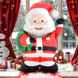 christmas decoration standing santa claus foil balloon, new year party family decor, santa gift theme holiday party