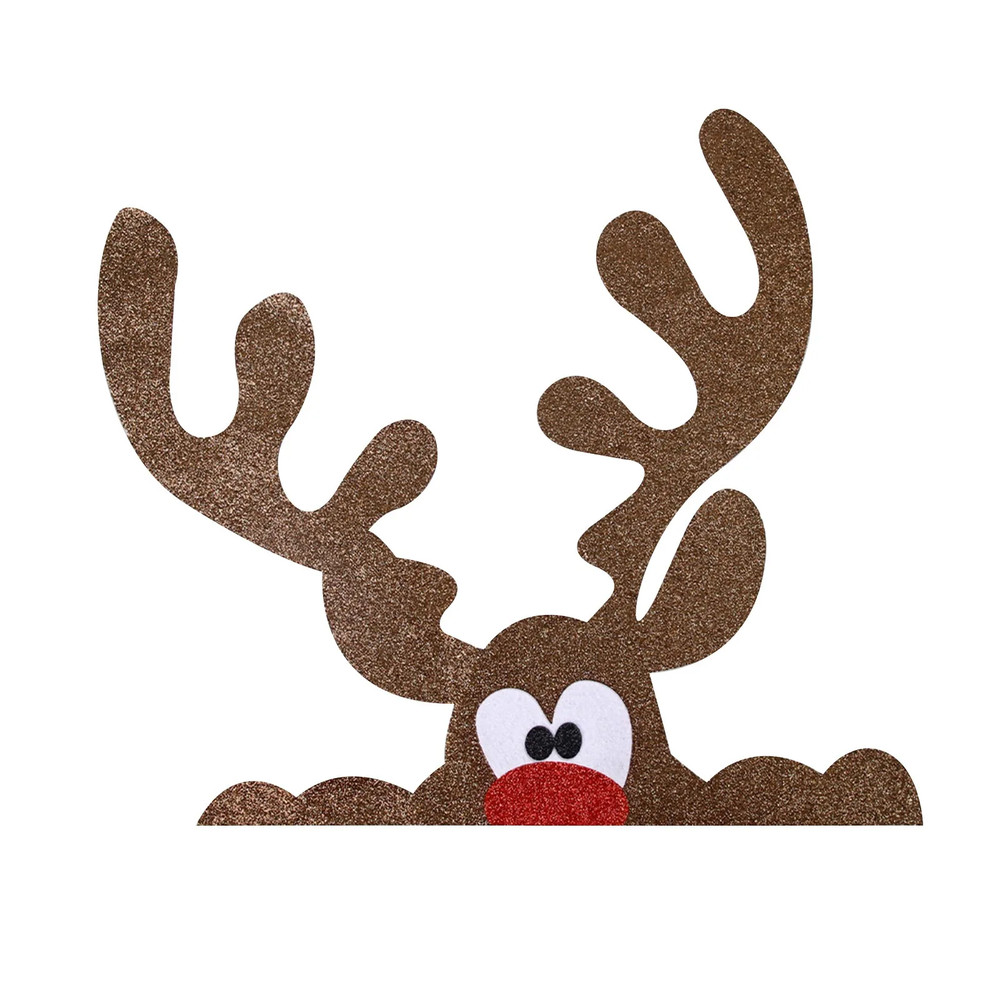 Felt Cloth Christmas Door Stickers, Santa Claus Snowman Elk Window Decoration, Holiday Home Wall Decals