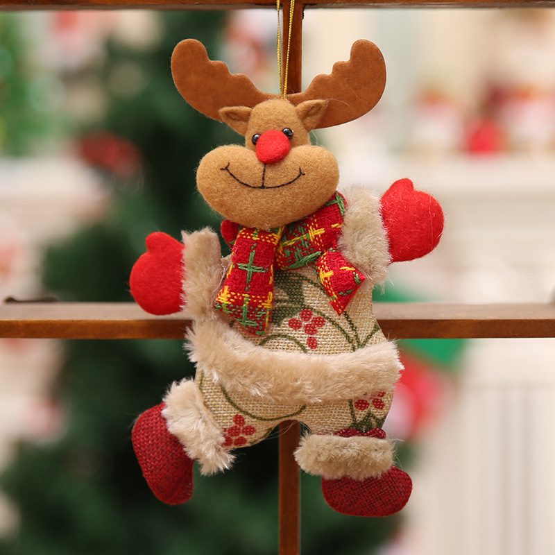 Merry Christmas Plush Doll Ornaments Santa Claus Snowman Elk Pendant Xmas Tree Hanging Decorations 3