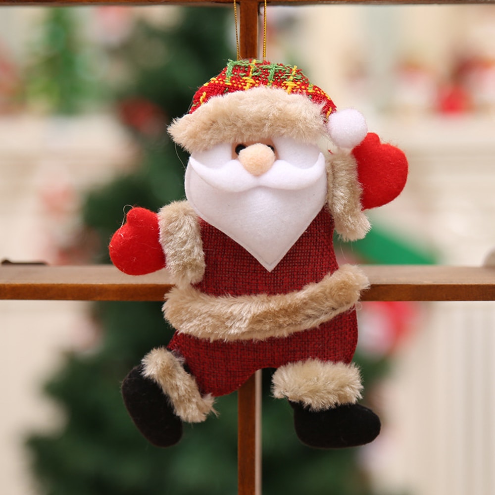 Merry Christmas Plush Doll Ornaments Santa Claus Snowman Elk Pendant Xmas Tree Hanging Decorations 5