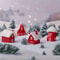 Resin Miniature Red House Christmas Home Decoration Winter Village Snowy House Christmas Ornament N 0