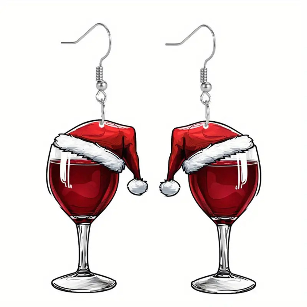 Acrylic Earrings New Fun Earrings Christmas Carnival Shaken Wine Glass Holiday Party Accessories 2