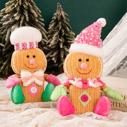 pink gingerbread man figurines, new christmas decorations, festive kids gifts, decorative party ornaments