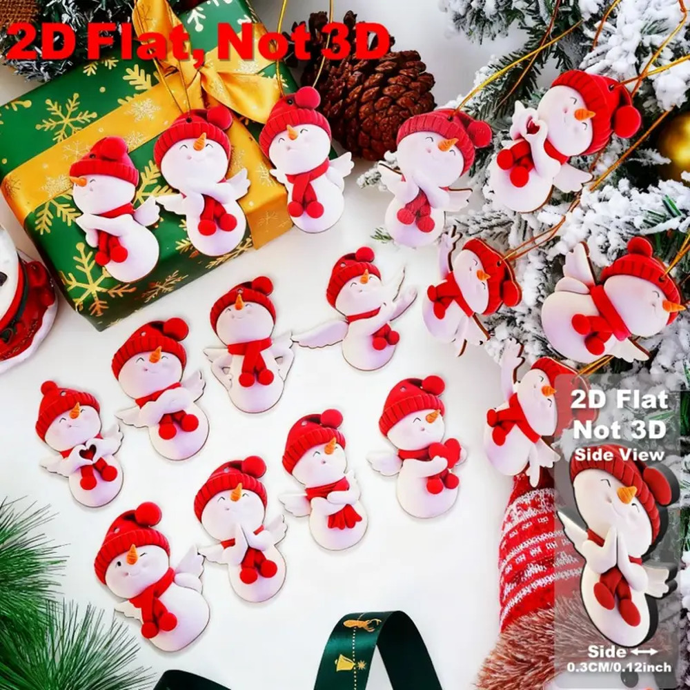 Cute Angel Snowman Decorations Red And White Christmas Snowmen Car Rearview Mirror Hanging Ornament 4