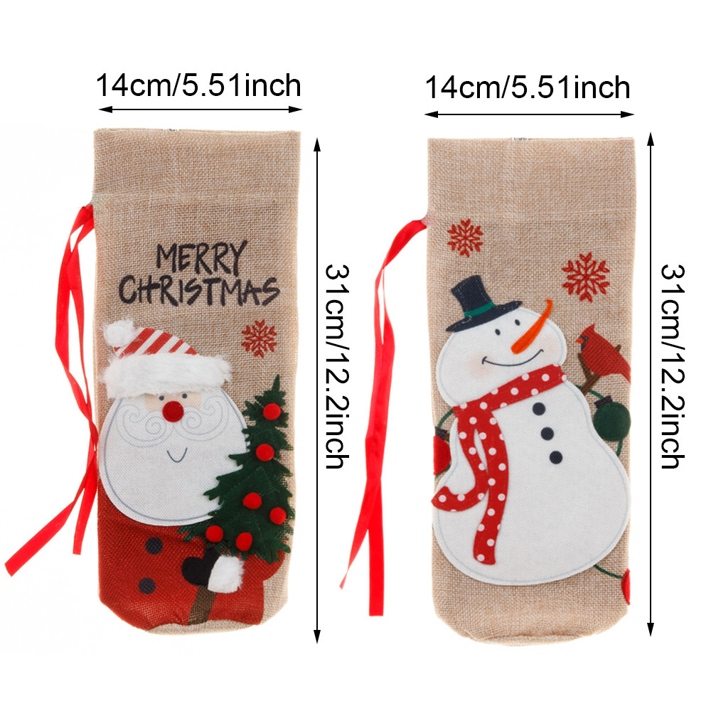 Runtowo Christmas Linen Bottle Covers, Merry Christmas Decor for Home, Xmas Navidad New Year