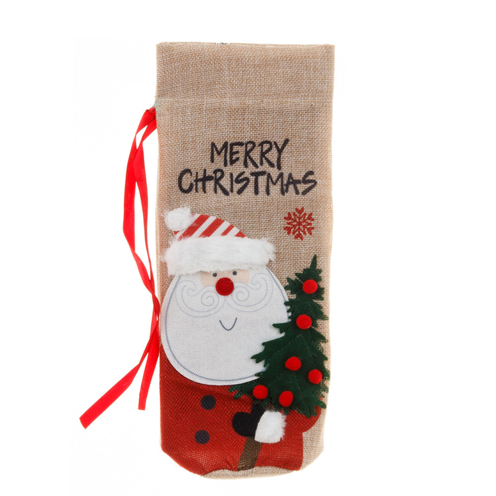 Runtowo Christmas Linen Bottle Covers, Merry Christmas Decor for Home, Xmas Navidad New Year