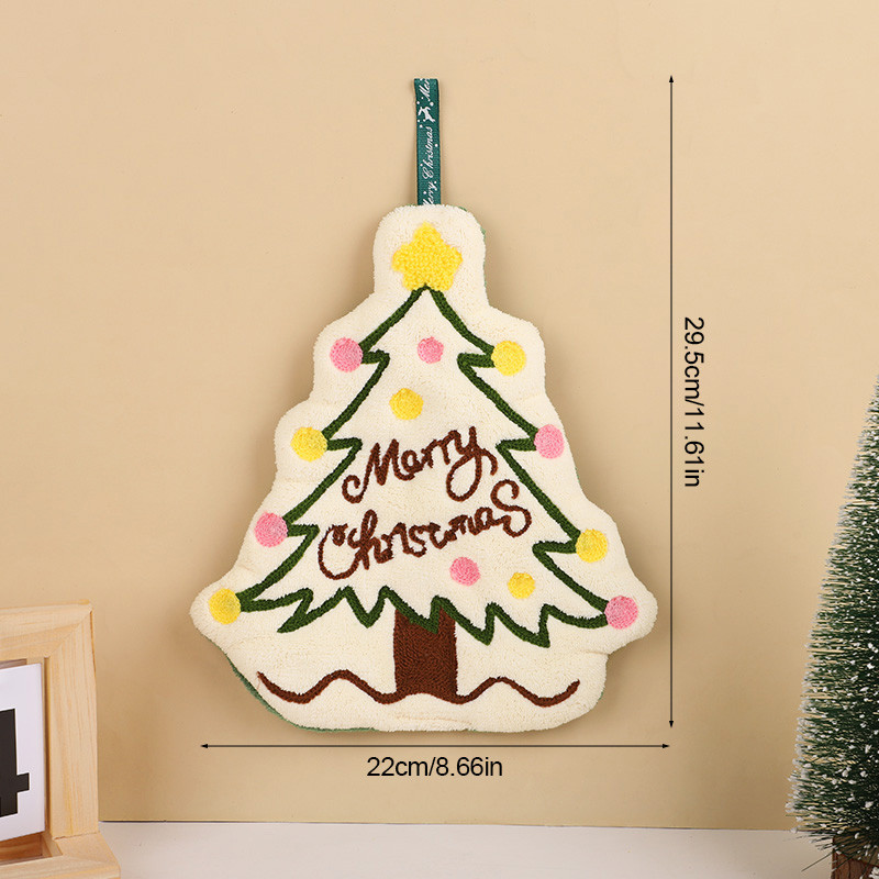 Coral Fleece Christmas Hand Towels Gingerbread Man Snowman Tree Design Cartoon Style Home Kitchen B 6