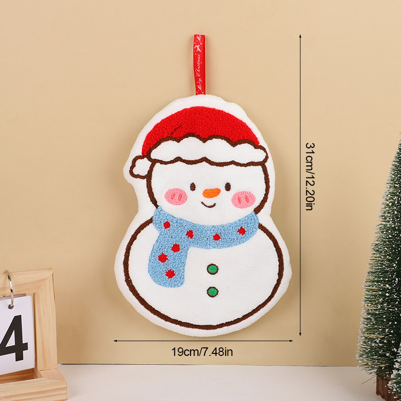 Coral Fleece Christmas Hand Towels Gingerbread Man Snowman Tree Design Cartoon Style Home Kitchen B 7