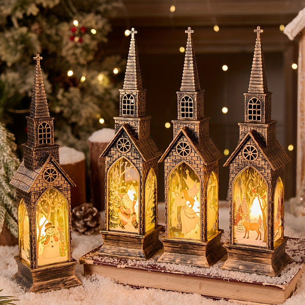 Snowman Lantern Lamp Table Ornament, Christmas LED Night Light Santa Claus, Christmas Decoration for Home, Xmas Navidad