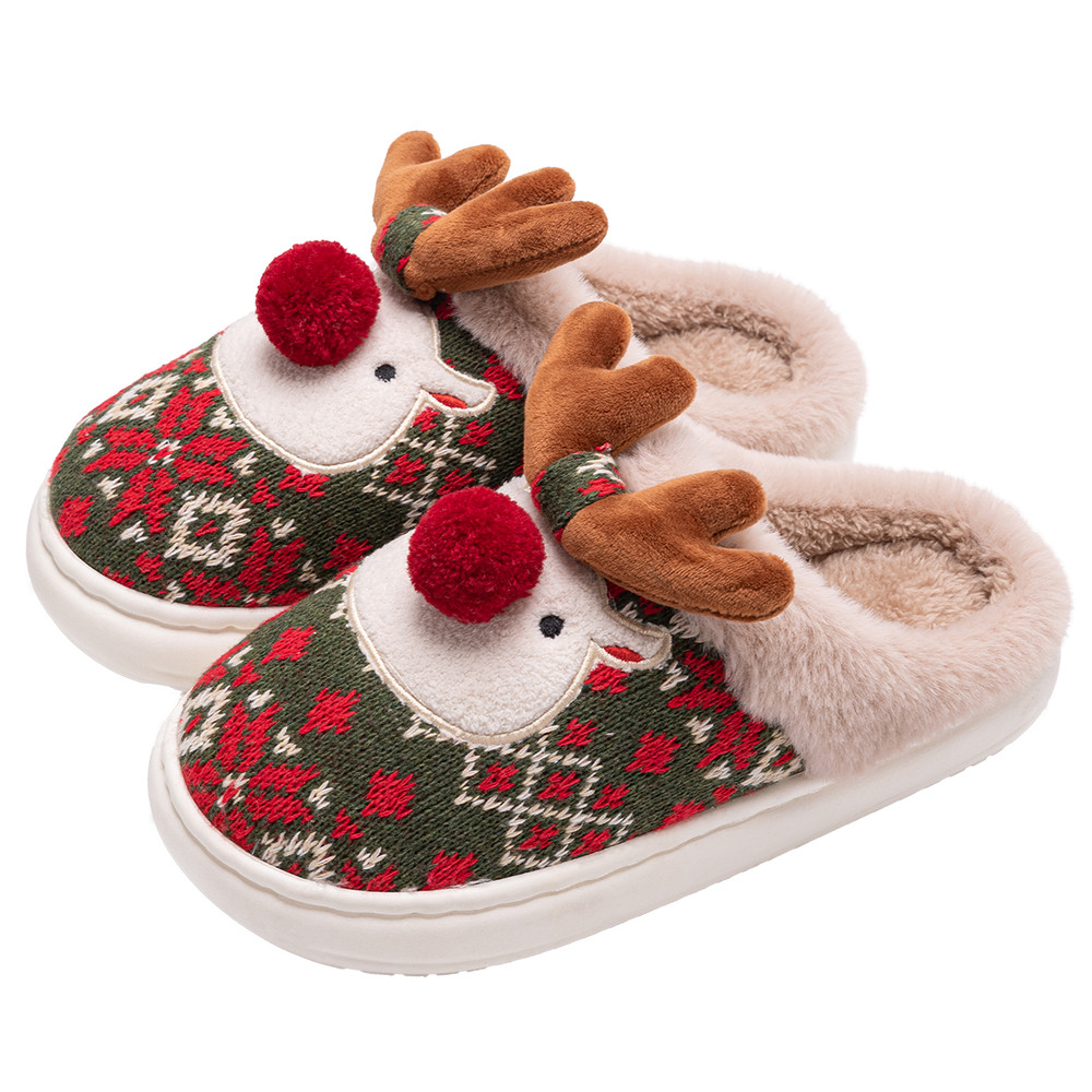 Home Cute Cartoon Cotton Slippers New Winter Lovely Womens Slippers Christmas Deer Non Slip House S 5