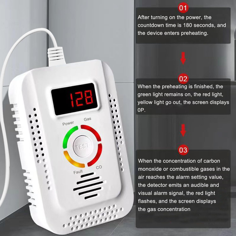 Carbon Monoxide CO Detector And Natural Gas Detector Kitchen Methane CH4 Alarm Combustible Gas Leak 1
