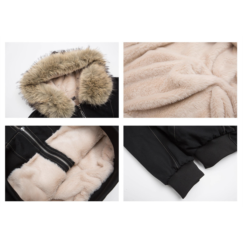 Fur Collar Hooded Parkas, Thicken Padded Jackets, Gothic Women&Men Winter Coats, Casual Zipper Streetwear