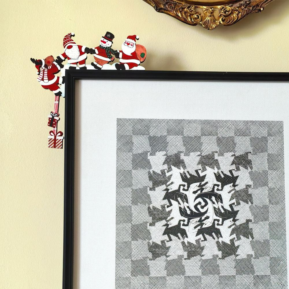 Christmas Door Frame Ornament Snowman Cute Santa Door Corner Decor Wooden Reindeer Frame Sign 3