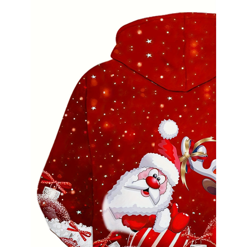 Oversized Men Clothing Hoodie Christmas Hoodie With Hood Men 3D Santa And Reindeer Print Winter Par 4