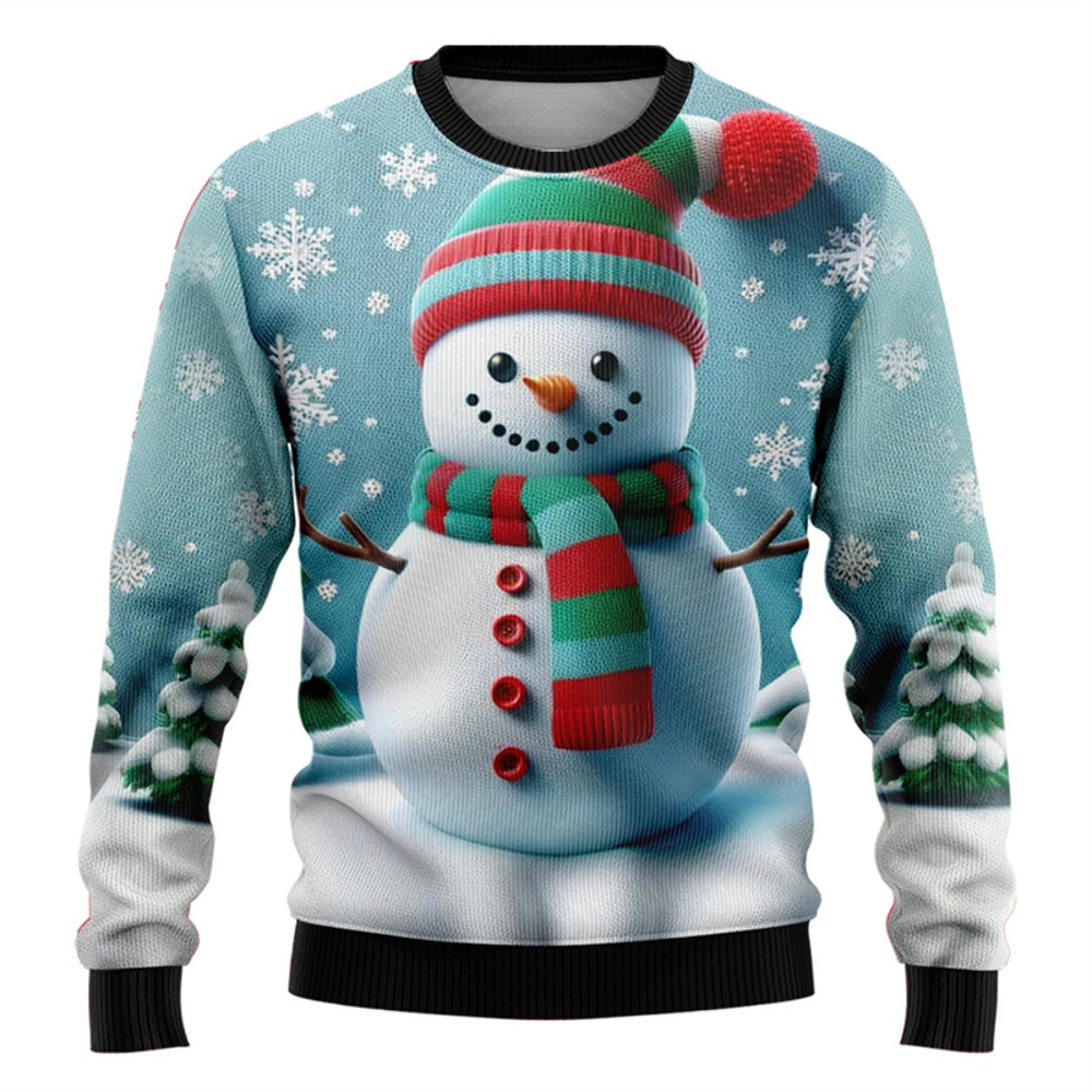 Christmas Snowman Santa Printed Men Women Xmas Sweatshirt Unisex Pullover Holiday Party Christmas S 7