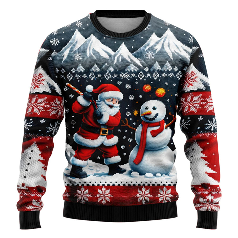 Christmas Snowman Santa Printed Men Women Xmas Sweatshirt Unisex Pullover Holiday Party Christmas S 8