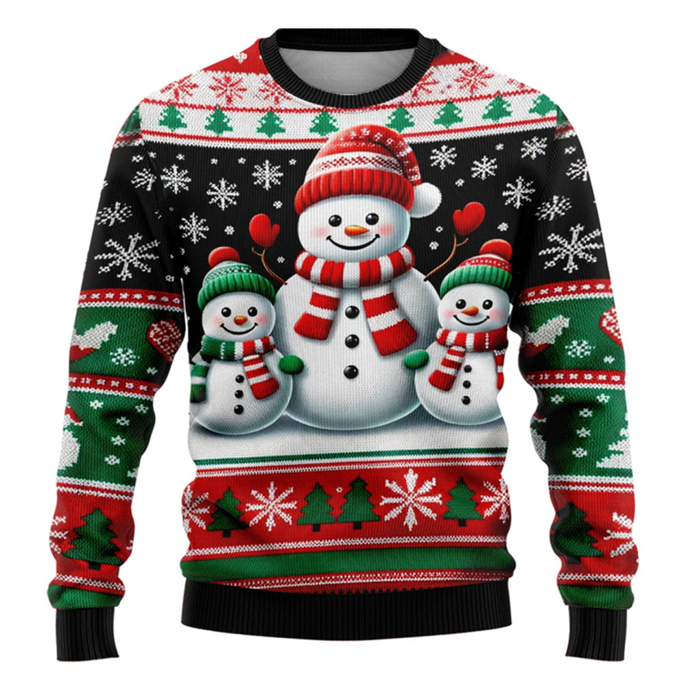 Christmas Snowman Santa Printed Men Women Xmas Sweatshirt Unisex Pullover Holiday Party Christmas S 10