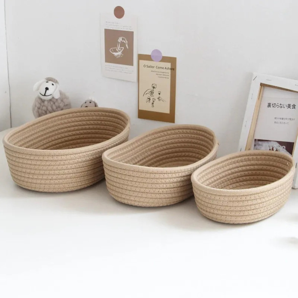 Desktop Sundries Organize Boxs Nordic Cotton Rope Woven Storage Key Cosmetics Storage Box Basket 0