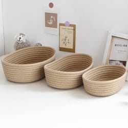 desktop sundries organize boxs, nordic cotton rope woven storage, key cosmetics storage box basket