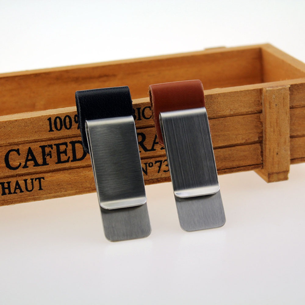 Brass Stainless Steel Pen Holder Clip Handmade Leather Journal Paper Folder Writing Office Supplies
