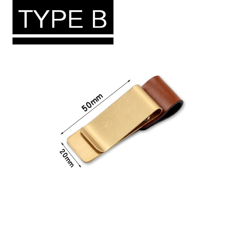 Brass Stainless Steel Pen Holder Clip Handmade Leather Journal Paper Folder Writing Office Supplies