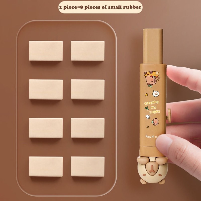 Cartoon Capybara Push Pull Eraser Silicone Correction Tool Replaceable Core Gift 3