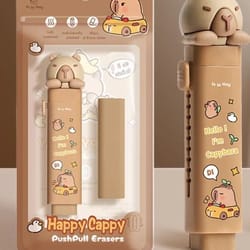 cartoon capybara push pull eraser silicone correction tool replaceable core gift