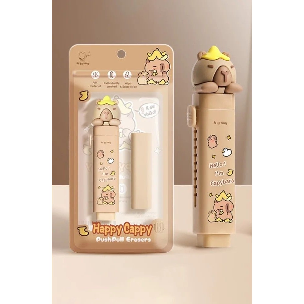 Cartoon Capybara Push Pull Eraser Silicone Correction Tool Replaceable Core Gift 6