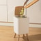 Press Trash Can High Clamshell White Imitation Wood Grain Suitable For Bedroom Bathroom Living Room 4