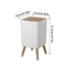 Press Trash Can High Clamshell White Imitation Wood Grain Suitable For Bedroom Bathroom Living Room 5