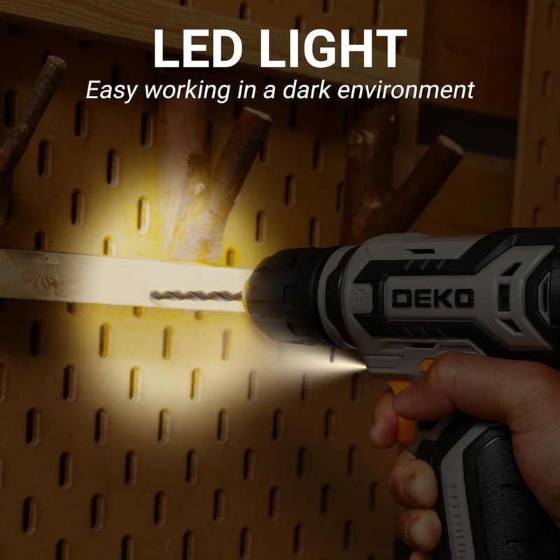 DEKO Cordless Drill Set With Rechargeable Battery Small Electric Drill With Keyless Chuck Portable 4