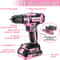 Pink Cordless Power Drill Kit Electric Drill With Battery Tool Set In Toolbox 2