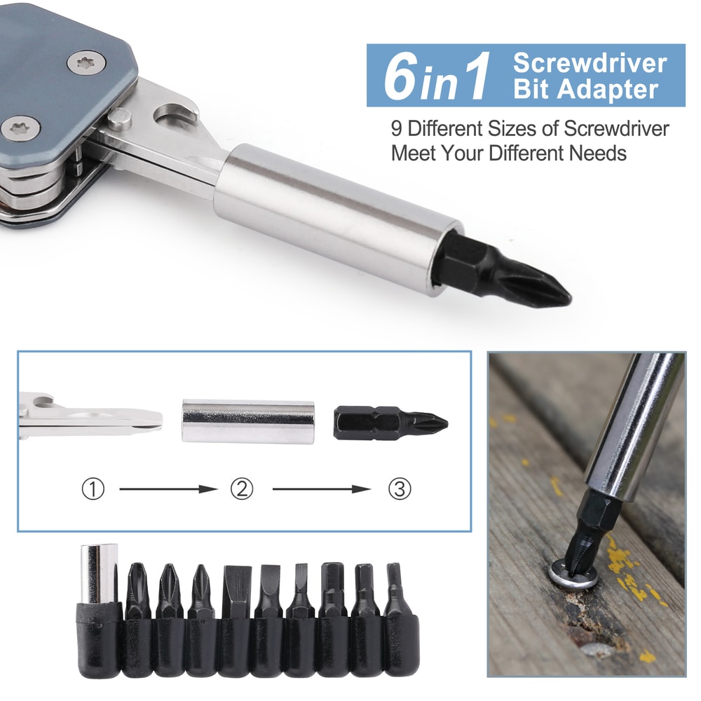 Multifunction Adjustable Wrench Pocket Hand Tools Kit EDC Screwdriver Folding Knife 2