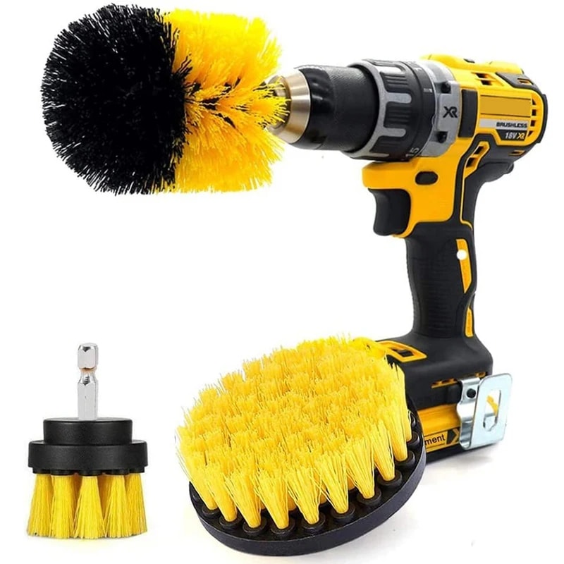 Drill Brush Kit, Electric Scrubber Brush, Plastic Round Cleaning Brush for Carpet, Glass, Car Tires, Nylon Brushes