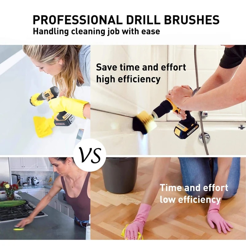 Drill Brush Kit, Electric Scrubber Brush, Plastic Round Cleaning Brush for Carpet, Glass, Car Tires, Nylon Brushes