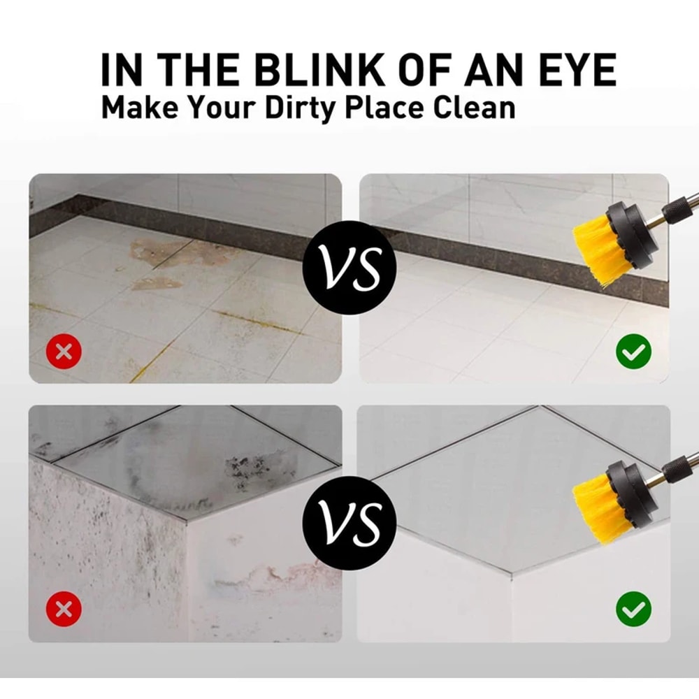 Drill Brush Kit, Electric Scrubber Brush, Plastic Round Cleaning Brush for Carpet, Glass, Car Tires, Nylon Brushes