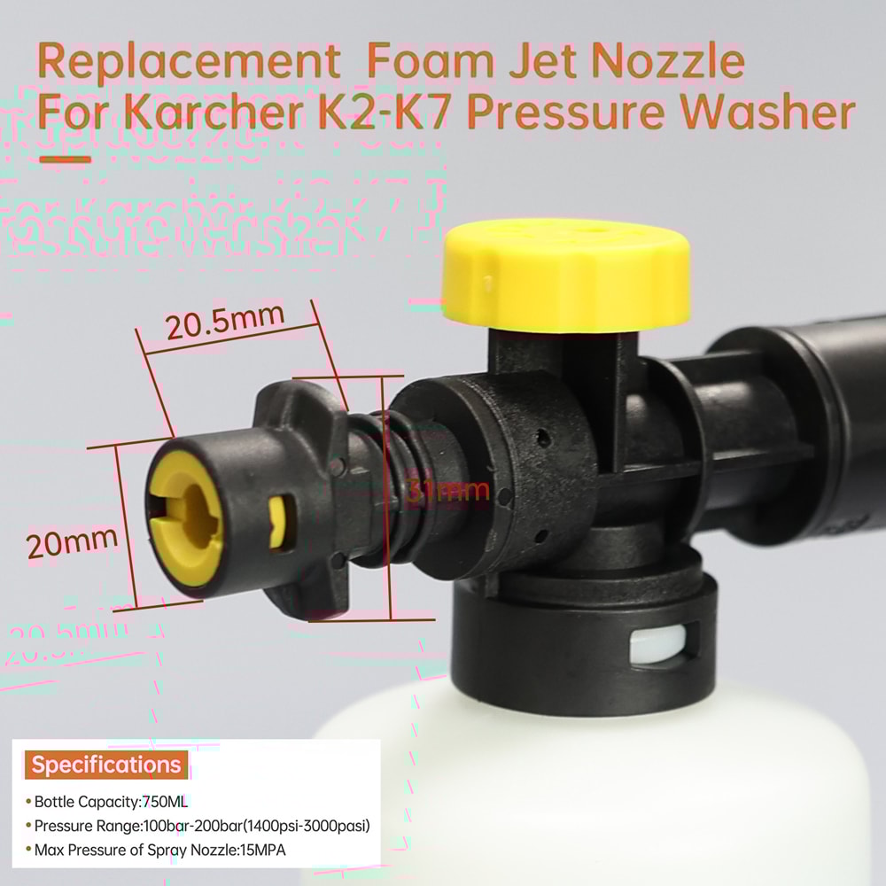 Adjustable Snow Cannon Foam Lance Kit Foam Cannon For Karcher Pressure Washer Nozzle Car Wash Gun 2