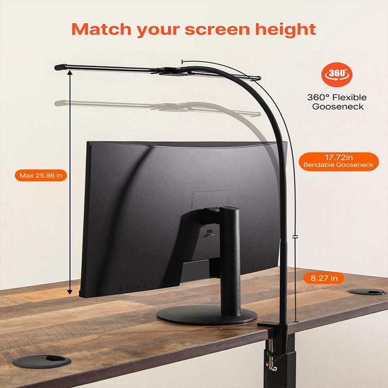 LED Desk Lamp with Double Head, Powerful Illuminated Architect Light, Clip-On Design