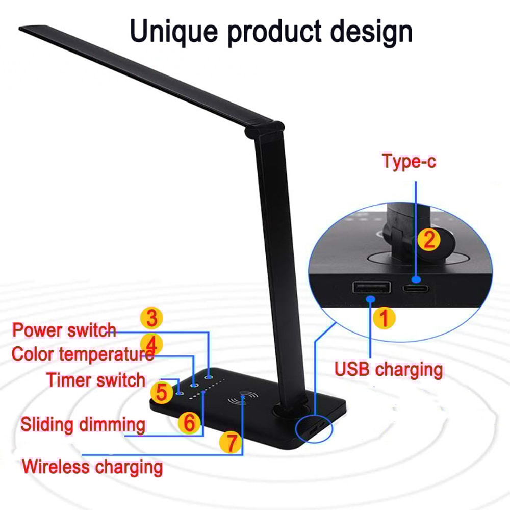 USB Charging LED Smart Lamp Touch Folding Portable Light For Office Battery Powered Childrens Work 3